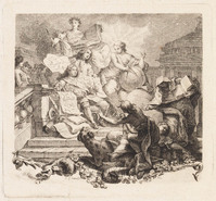 KG 01242
<br/>
Vignetten en initialen uit "Poësies diverses" door Frederik de Grote (30 bladen)
<br/>
<em>Schmidt, Georg Friedrich (1712-1775)</em>